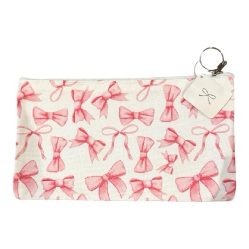Elegant Pink Bow Cosmetic Pouch